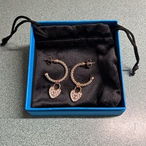 JTV Gold and Silver Heart Hoop Earrings